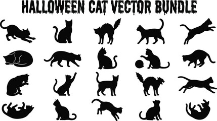 Obraz premium Halloween cat vector bundle 20 silhouettes for spooky designs october celebrations and seasonal graphics