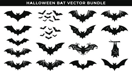 Fototapeta premium Halloween bat vector bundle black silhouette bat clipart for spooky decor
