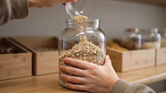 Filling a jar with oats: a stepbystep guide to storing dry goods efficiently