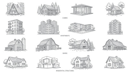 Diverse Residential Building Styles Collection © Wijil