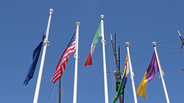 Ireland Epic Locations nation flags at John F Kennedy memorial the Quays New Ross Wexford Ireland
