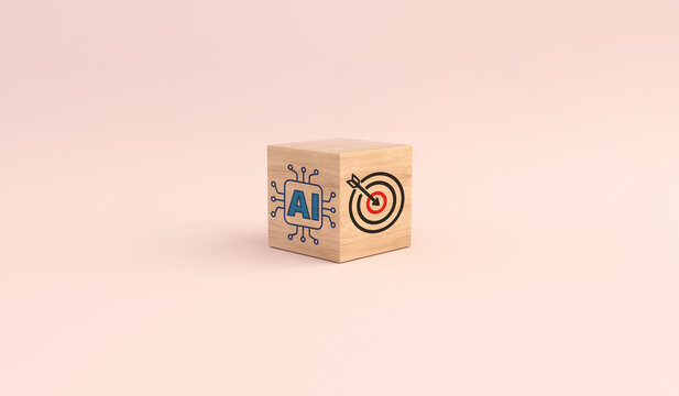 Artificial intelligence cube hitting target, showing purpose