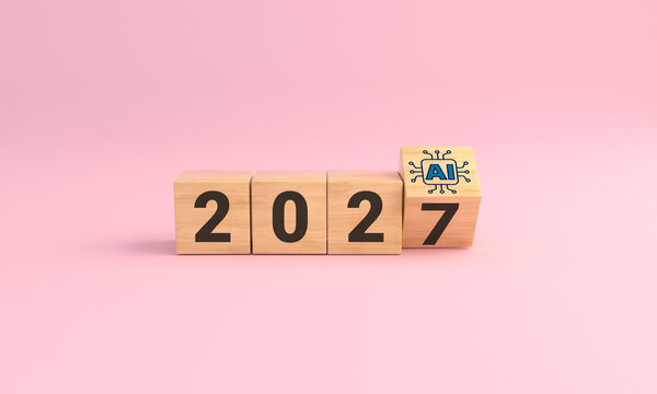 Future year 2027 with artificial intelligence chip icon