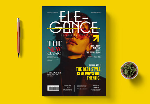 Modern Fashion Magazine Cover Template With Editorial Bold Luxury Layout