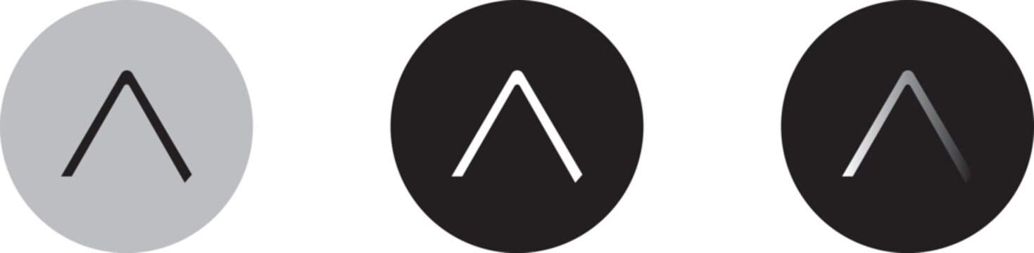 Chevron up icon set in button style with upward arrow symbol. Expand, scroll top and dropdown navigation icons