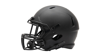 Fototapeta premium Matte Black American Football Helmet with Face Mask and Straps PNG Isolated on transparent background