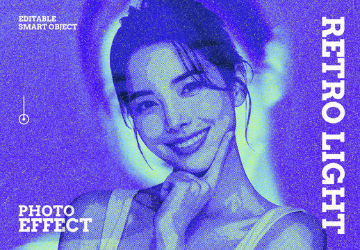 Retro Light Photo Effect Mockup