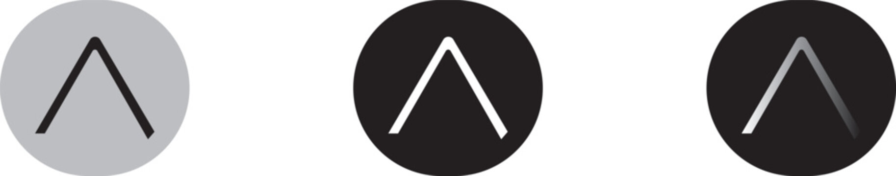 Chevron up icon set in button style with upward arrow symbol. Expand, scroll top and dropdown navigation icons