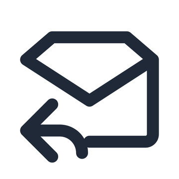 Email reply line icon, email outline symbol