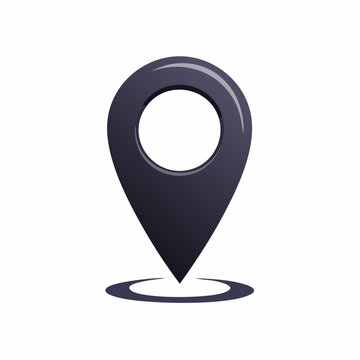 Map marker icon with solid oval ring shadow