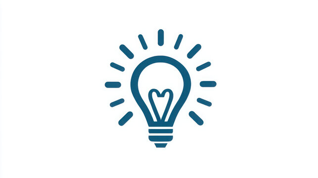 Bright Idea Concept with Glowing Light Bulb and Spark Effect in Minimalist Flat Design
