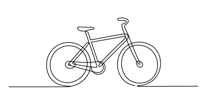 Continuous single line drawing of a bicycle Vector, illustration