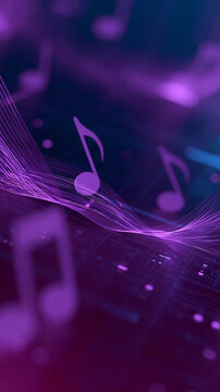 Colorful abstract background with flowing music notes in vibrant hues.
