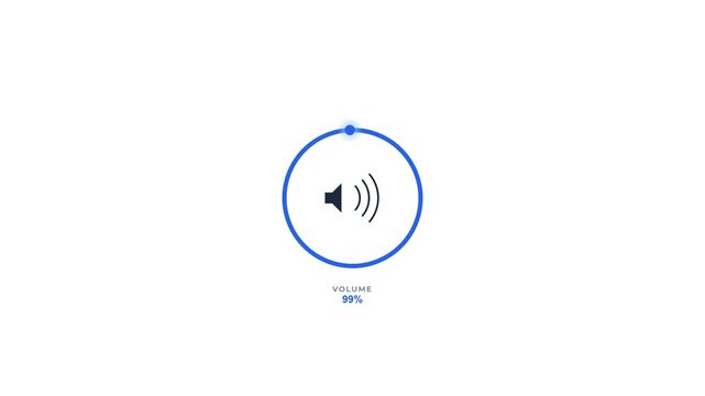 Animated volume control dial with speaker icon on white background