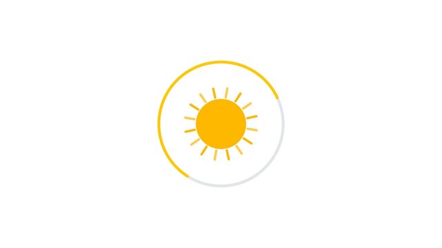 Sun icon with circular loading progress animation on white background