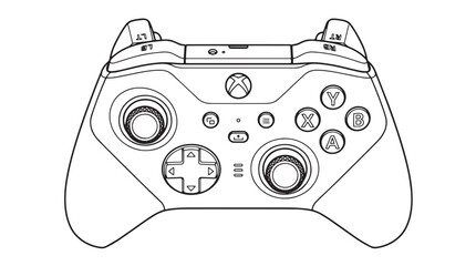 Minimalist game controller line art vector, modern wireless gamepad outline illustration, electronic gaming device icon for coloring or UI design © Rehana