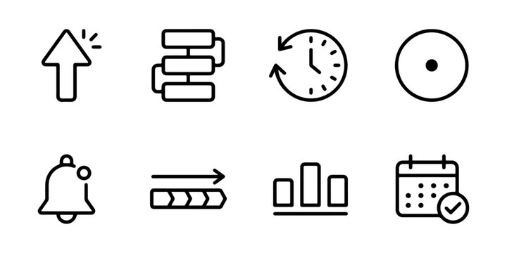 Productivity and task tracking line icon set