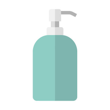 Vector graphic illustration of a soap dispenser bottle with cap on a white background for hand sanitizer product label design
