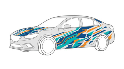 Naklejka premium Modern Car Wrap Design with Abstract Geometric Graphics