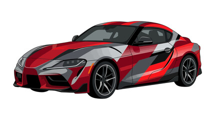 Naklejka premium Modern Red and Gray Sports Car Vector Illustration
