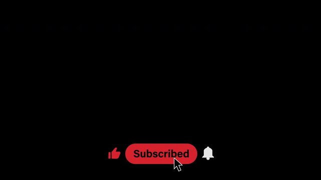 Subscribe like and bell notification animation with transparent background alpha channel, social media call to action overlay for content creators and video channels 16:9