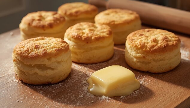 Buttermilk biscuits made at home with butter.
