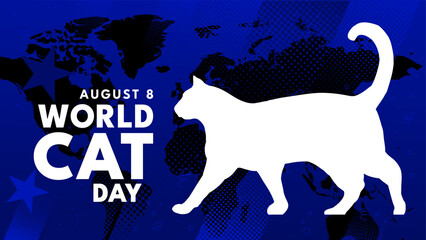 World cat day, august 8 - banner, poster, vector illustration © KR Studio