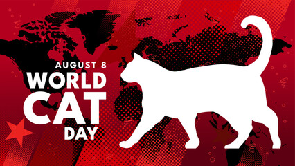 World cat day, august 8 - banner, poster, vector illustration © KR Studio