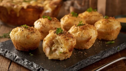 Fototapeta premium Chicken and cheese potato muffins.