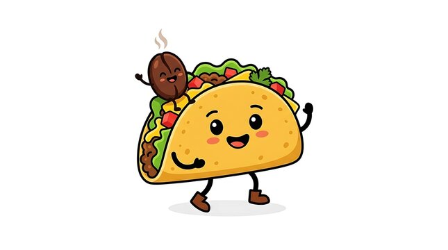 Celebrate friendship day with best friends forever taco and coffee bean cartoon