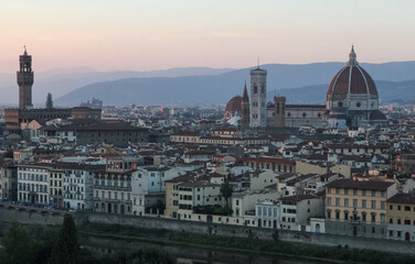 Fototapeta premium Florence skyline with Cathedral of Santa Maria del Fiore at sunset, Tuscany, Italy
