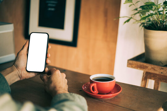 mobile phone blank white screen mockup.texting using cell phone.background empty space for advertise.work people contact marketing business,technology