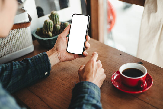mobile phone blank white screen mockup.texting using cell phone.background empty space for advertise.work people contact marketing business,technology