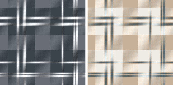 plaid tartan seamless repeat pattern. This is black gray beige cream white checkered plaid vector illustration. Design for decorative,wallpaper,shirts,clothing,wrapping,textile,fabric,texture