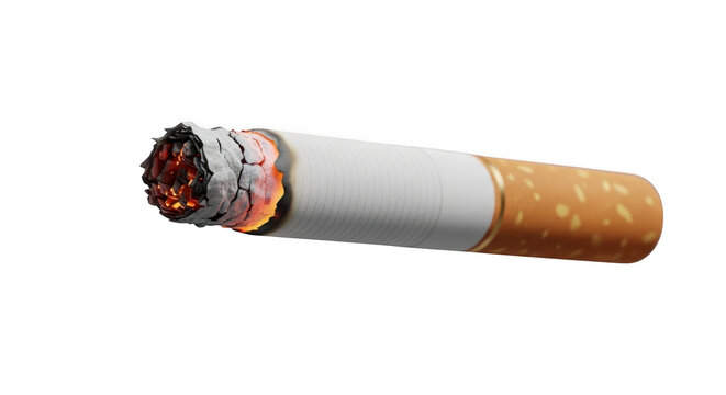 Burning cigarette with ash on filter