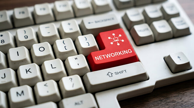 Networking Keyboard Button &ndash; Computer Networking, IT Infrastructure and Digital Connectivity Concept