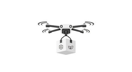 Fototapeta premium Drone with white box attached underneath.