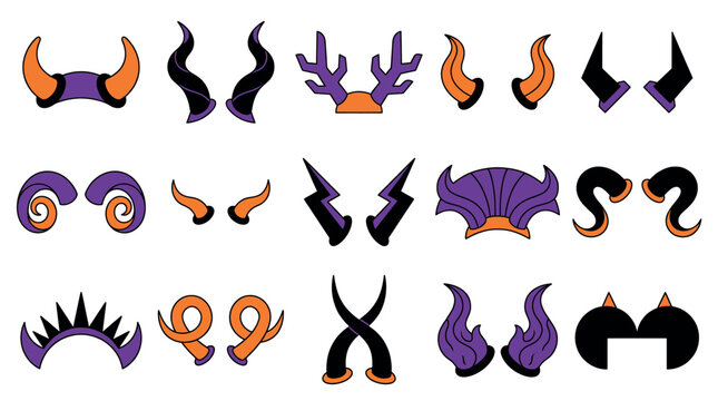 Halloween Purple headband with black spikes, illustration