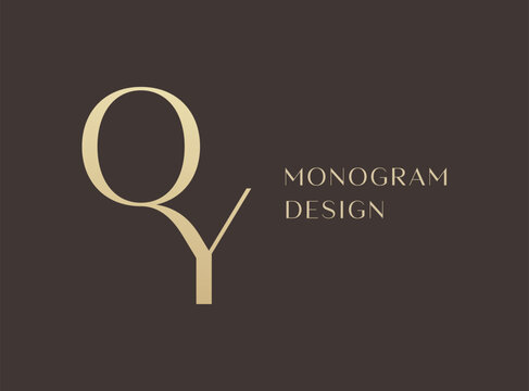 QY letter logo icon design. Classic style luxury initials monogram.