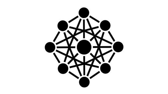 Neural network deep learning artificial intelligence diagram icon illustration