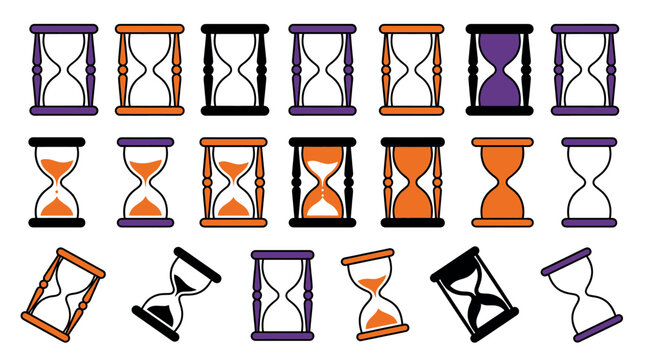 Orange hourglass with sand timer icon, illustration vector