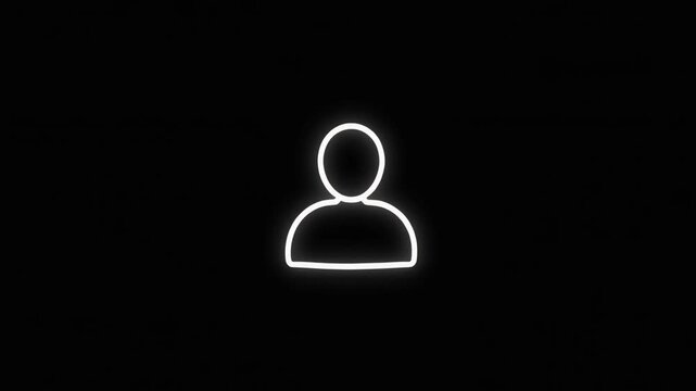 Minimalist white line art user profile icon on a black background avatar person account design sign avatar person account design sign