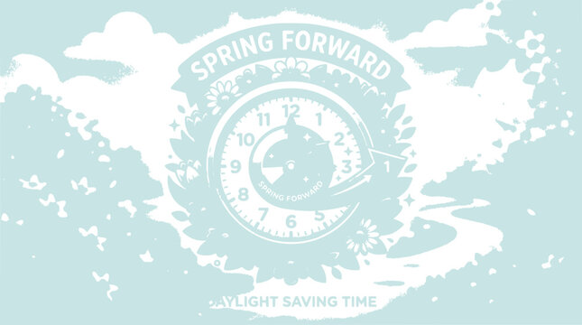 Spring Forward Daylight Saving Time Clock with Nature Elements