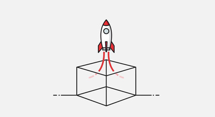 Rocket Ship on a Cube Structure. © jefri