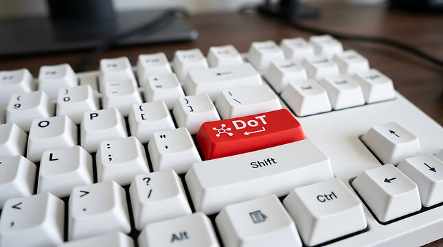 DoT Keyboard Button &ndash; DNS over TLS, Encrypted DNS and Secure Internet Communication Concept