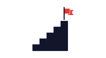 Fototapeta premium Black Staircase with Red Flag.