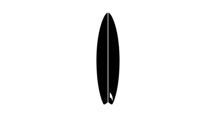 Black surfboard standing upright alone. © Maryam