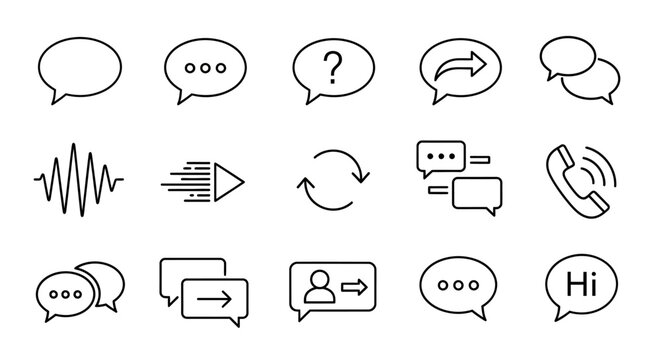 Vector graphics of various chat and communication symbols in a single line