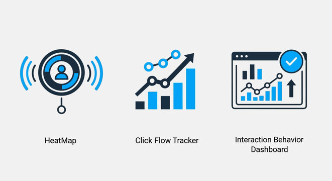 Vector graphic illustration of business data analytics dashboard with heatmap and charts