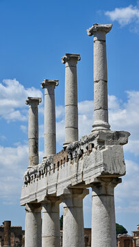 Two Stories of Ancient Columns with Entablature in between in Pompeii, Portrait